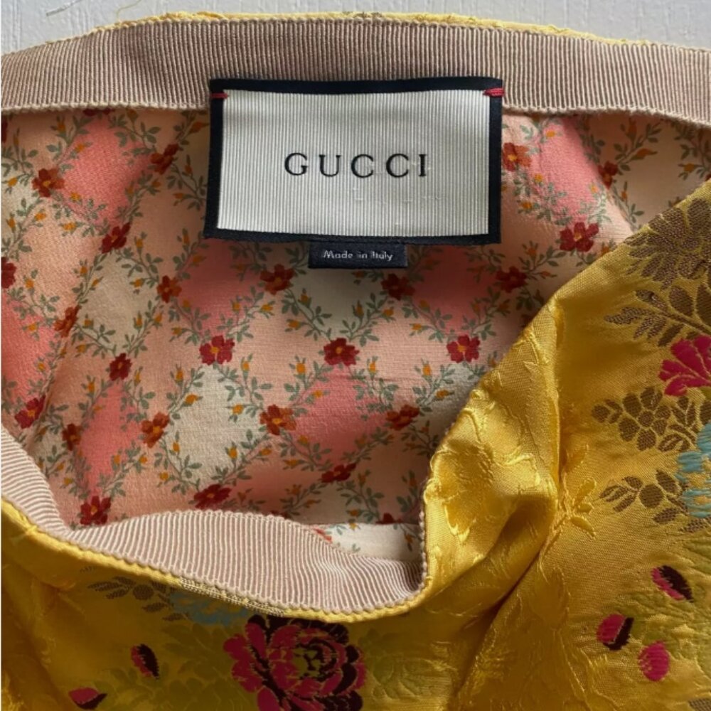 Gucci Brocade Skirt 2016 Collection Metallic Yellow Floral Mini L (Orig. $3500) - Picture 7 of 8